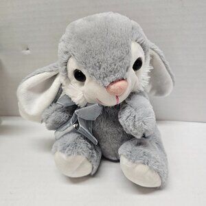 Vintage TOMs Toy International Hong Kong Plush Stuffed Gray White Bunny Rabbit 7